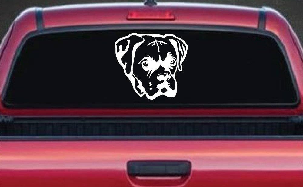 Boxer Bulldog Dog Car or Truck Window Decal Sticker (White)