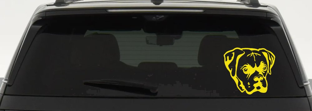 Boxer Bulldog Dog Car or Truck Window Decal Sticker (Yellow)