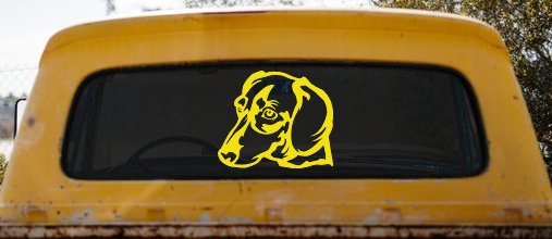 Dotson Dog Car or Truck Window Decal Sticker (Yellow)