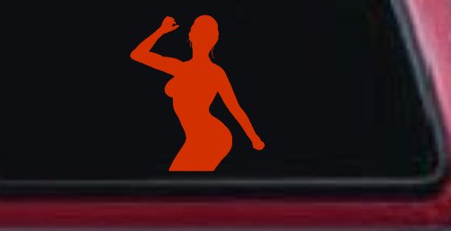 Woman Girl Dancer Car or Truck Window Decal Sticker (Orange Red)