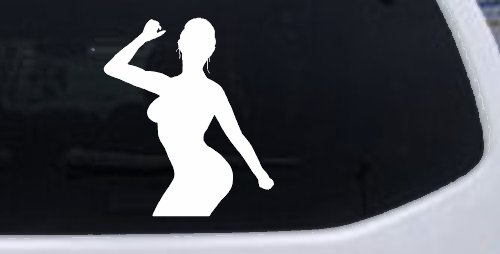 Woman Girl Dancer Car or Truck Window Decal Sticker (White)