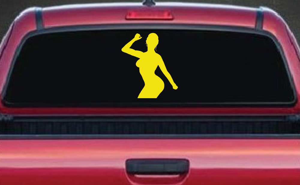 Woman Girl Dancer Car or Truck Window Decal Sticker (Yellow)