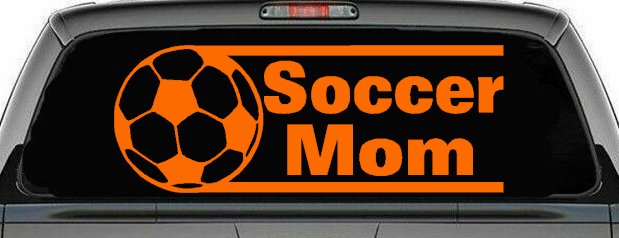 Soccer Mom Sports Car or Truck Window Decal Sticker (Orange)