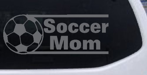 Soccer Mom Sports Car or Truck Window Decal Sticker (Silver)