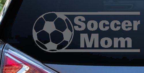 Soccer Mom Sports Car or Truck Window Decal Sticker (Silver)