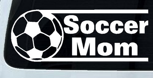 Soccer Mom Sports Car or Truck Window Decal Sticker (White)