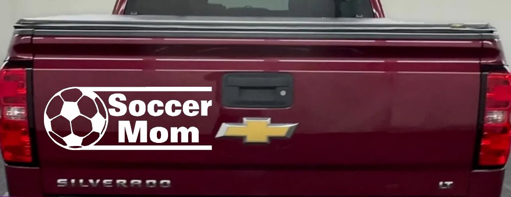 Soccer Mom Vinyl Decal for Car or Truck Window - Funny Sticker (White)