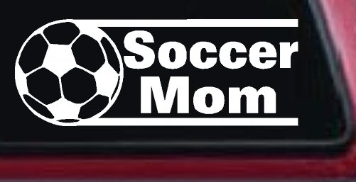 Soccer Mom Sports Car or Truck Window Decal Sticker (White)