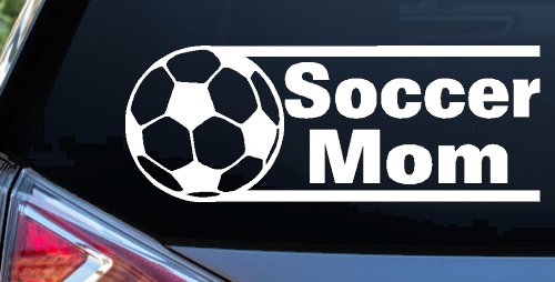 Soccer Mom Vinyl Decal for Car or Truck Window - Funny Sticker (White)