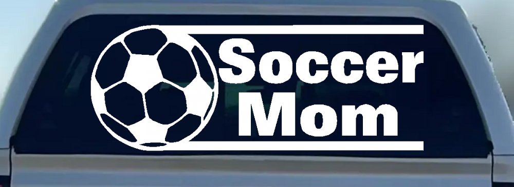 Soccer Mom Sports Car or Truck Window Decal Sticker (White)