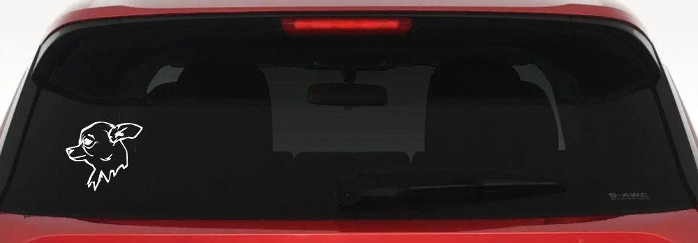 Cute Chihuahua Dog Vinyl Decal for Car or Truck Windows (White)