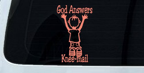 God Answers Knee Mail Prayers Boy Christian Car Truck Window Vinyl Decal (Coral)
