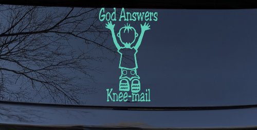 God Answers Knee Mail Prayers Boy Christian Car or Truck Window Decal Sticker (Mint)