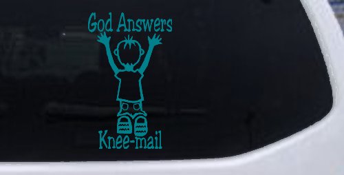 God Answers Knee Mail Prayers Boy Christian Car or Truck Window Decal Sticker