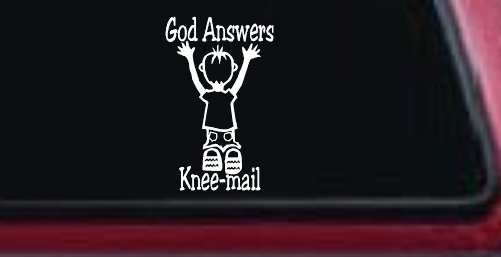 God Answers Knee Mail Prayers Boy Christian Car or Truck Window Decal Sticker