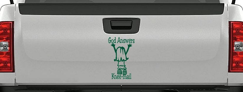God Answers Knee Mail Prayers Girl Christian Car or Truck Window Decal Sticker (Dark Green)