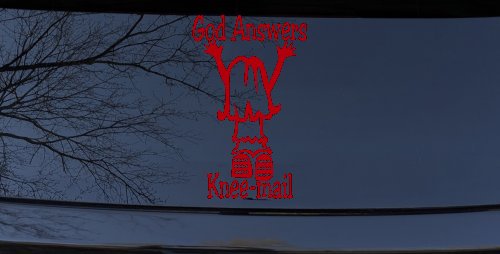 God Answers Knee Mail Prayers Girl Christian Car or Truck Window Decal Sticker (Red)