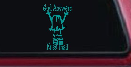 God Answers Knee Mail Prayers Girl Christian Car or Truck Window Decal Sticker