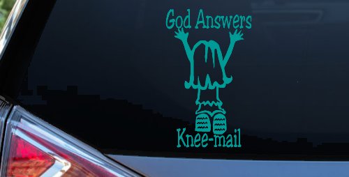 God Answers Prayers Decal Christian Girl Car Truck Window Vinyl Sticker (Turquoise)
