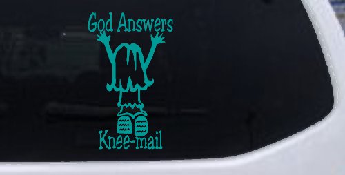 God Answers Knee Mail Prayers Girl Christian Car or Truck Window Decal Sticker (Turquoise)