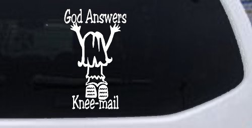 God Answers Prayers Decal Christian Girl Car Truck Window Vinyl Sticker (White)