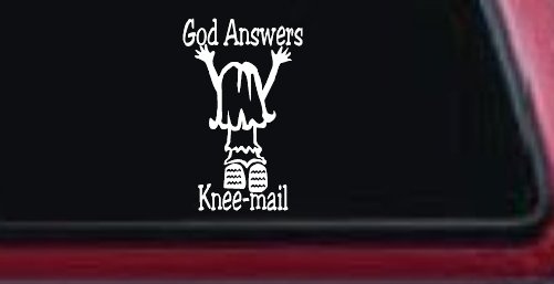 God Answers Knee Mail Prayers Girl Christian Car or Truck Window Decal Sticker