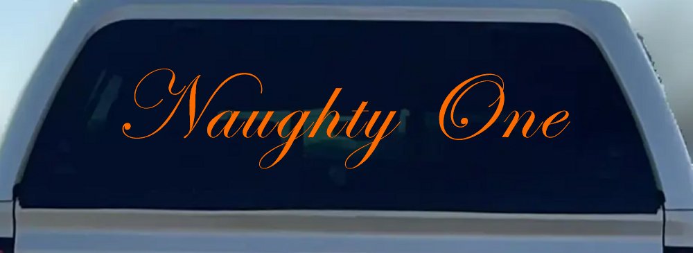 Naughty One Car or Truck Window Decal Sticker (Orange)