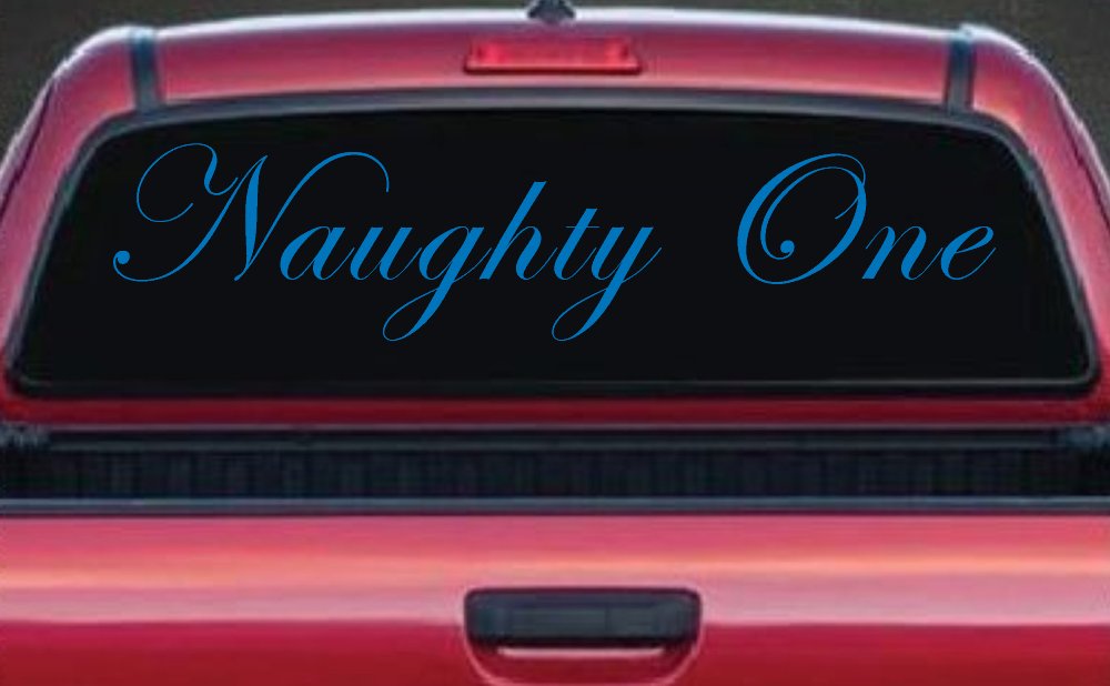 Naughty One Car or Truck Window Decal Sticker (Sky Blue)