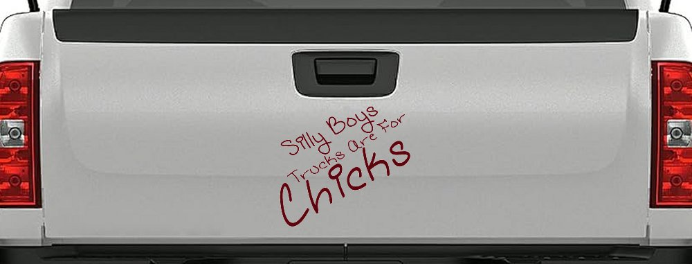 Silly Boys Trucks Are For Chicks Off Road Car or Truck Window Decal Sticker (Purple Red)