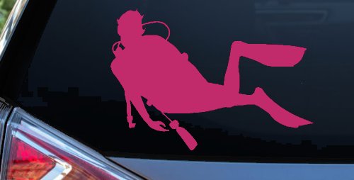 Diver Sports Car or Truck Window Decal Sticker (Hot Pink)