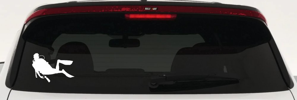 Diver Sports Car or Truck Window Decal Sticker (White)