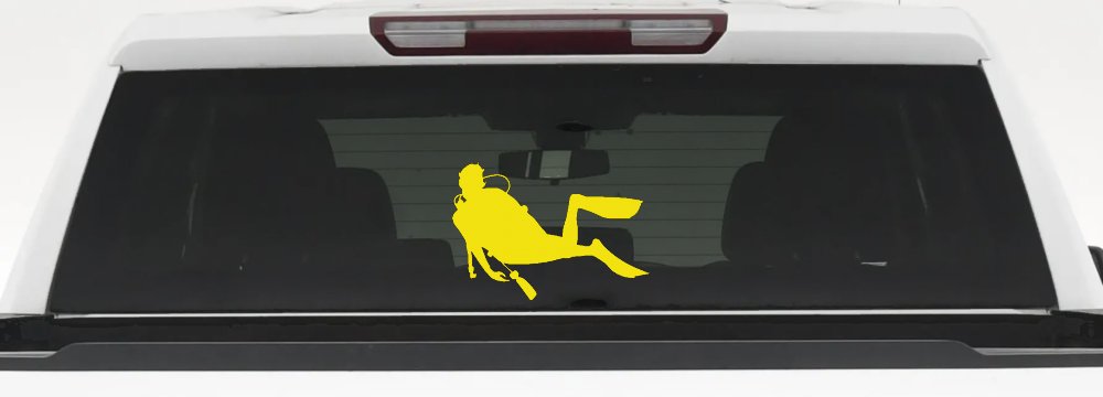 Diver Sports Car or Truck Window Decal Sticker (Yellow)