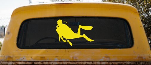 Diver Sports Car or Truck Window Decal Sticker (Yellow)