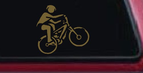 Mountain Bike Sports Car or Truck Window Decal Sticker (Gold)