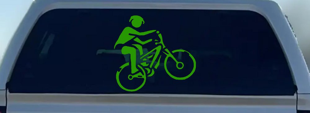Mountain Bike Decal for Car Truck Window Vinyl Sticker Off Road Adventure (Lime)