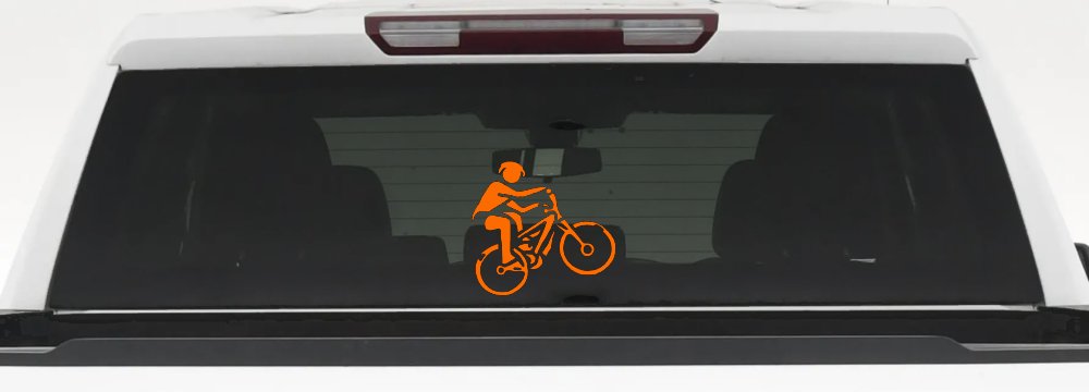 Mountain Bike Sports Car or Truck Window Decal Sticker (Orange)