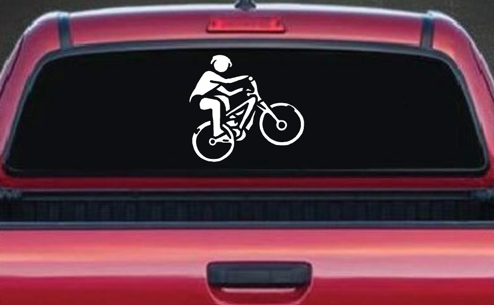 Mountain Bike Decal for Car Truck Window Vinyl Sticker Off Road Adventure (White)