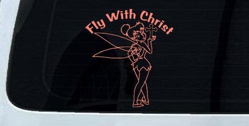 Tinkerbell Tinker Bell Fly With Christ Christian Car or Truck Window Decal Sticker