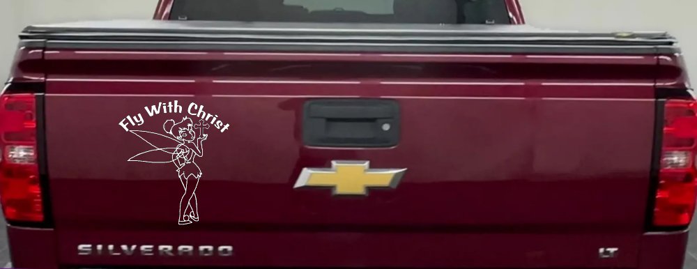 Tinkerbell Tinker Bell Fly With Christ Christian Car or Truck Window Decal Sticker