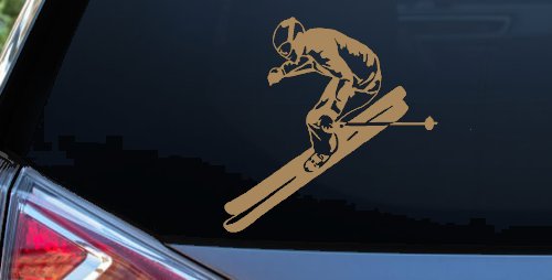 Awesome Skier Car Truck Window Vinyl Decal Sticker Sports Decor (Light Brown)