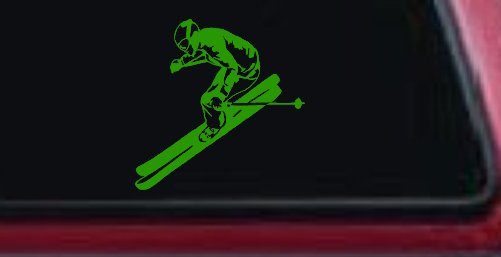 Skier Sports Car or Truck Window Decal Sticker (Lime)