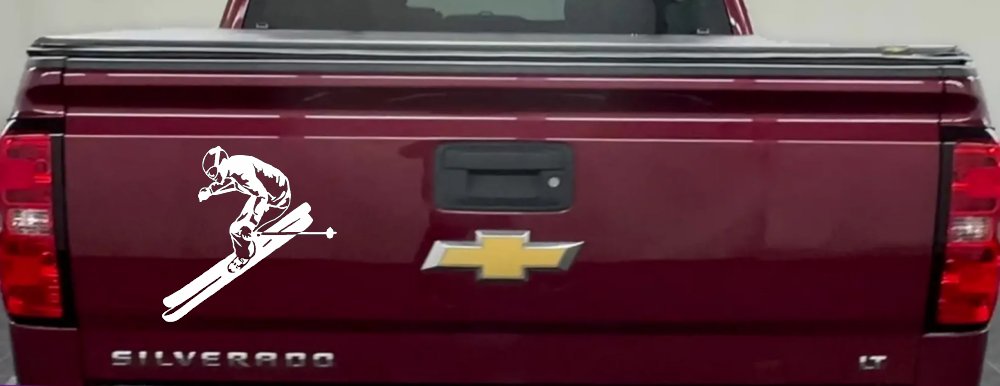 Skier Sports Car or Truck Window Decal Sticker (White)