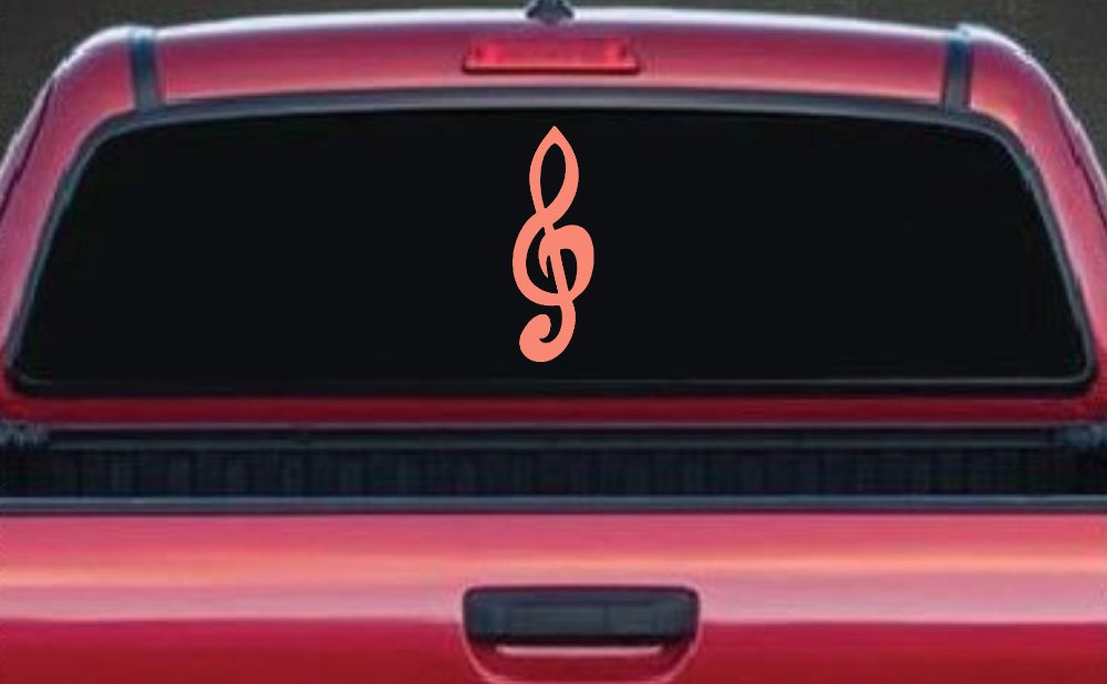 Music Note Car or Truck Window Decal Sticker (Coral)
