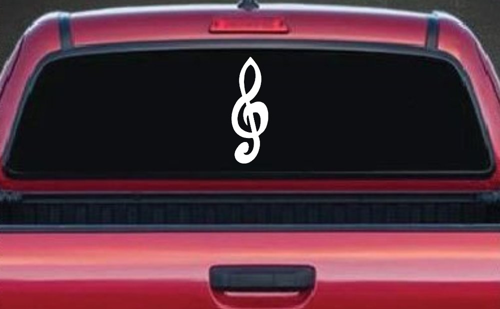 Music Note Car or Truck Window Decal Sticker (White)