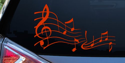 Music Scales Car or Truck Window Decal Sticker (Orange Red)