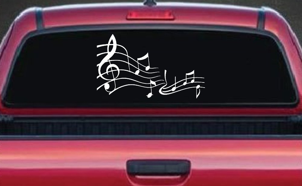 Music Scales Car or Truck Window Decal Sticker (White)