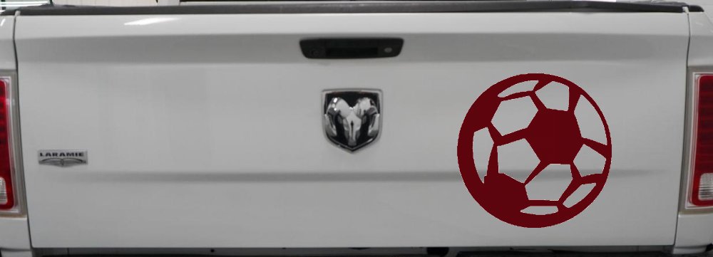 Soccer Ball Sports Car or Truck Window Decal Sticker (Purple Red)