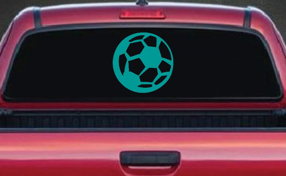 Soccer Ball Sports Car or Truck Window Decal Sticker (Turquoise)