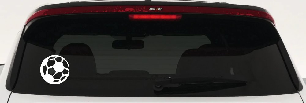 Soccer Ball Vinyl Decal for Car Truck & Window (White)
