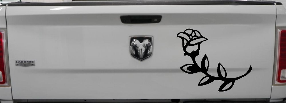 Rose Girlie Car or Truck Window Decal Sticker (Black)